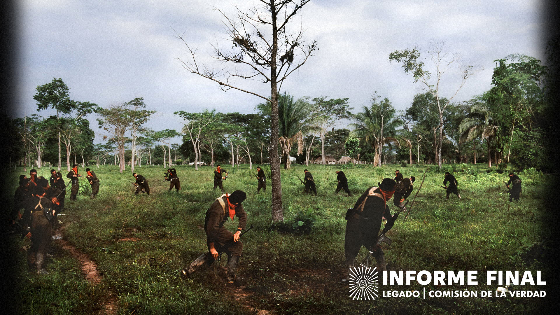 Un grupo de guerrilleros haciendo entrenamientos en el campo en Colombia