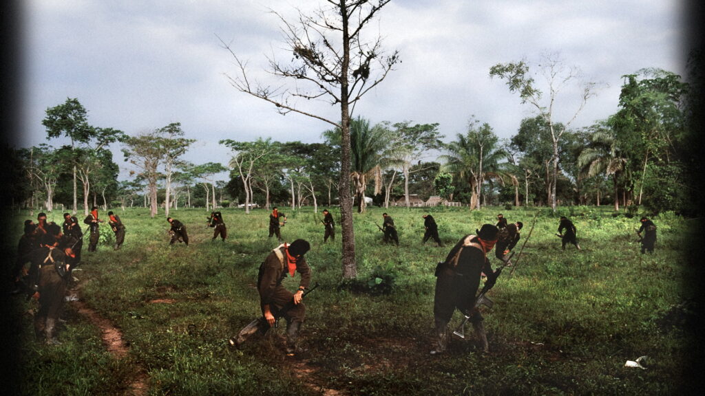 Guerrilleros entrenando en un campo