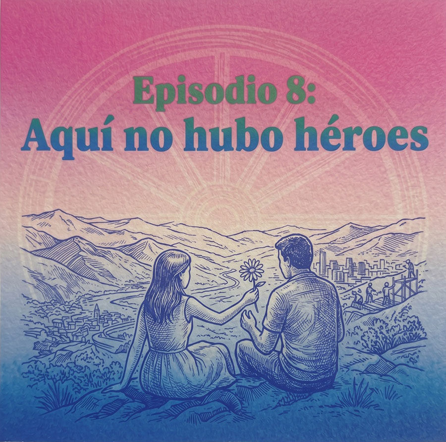 Ilustración de dos personas contemplando el horizonte.